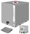 Produktbild: IBC Tank Abdeckung 1000L, IBC Container Zubehör, Wassertank Abdeckplane | mit Transparenter Folie, Anti-UV Schutzplane Regenwassertank Abdeckung, IBC Wassertank Abdeckung, Grau