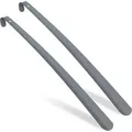 Produktbild: Schuhlöffel 2er Set, 58 cm lang, Schuhanzieher Metall, stabil, Aufhänger, Schuhanziehhilfe für Schuhe, grau - Relaxdays