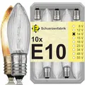 Produktbild: Schuerzenfabrik 10x Spitzkerzen E10 14V 3W 2700K Ersatzbirnen Glühbirnen Topkerze für Lichterkette und Weihnachtsbeleuchtung