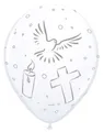 Produktbild: 8 Luftballons weiß Christliche Motive silber Kommunion Konfirmation Taufe