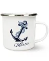 Produktbild: Emaille Tasse mit  Anker Name Deko Camping Becher Geschenk Angler Namenstasse