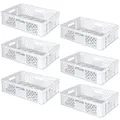 Produktbild: BRB 6x Eurobehälter/Stapelkorb durchbrochen, PE-HD, Industriequalität, lebensmittelecht, LxBxH 600x400x150 mm (weiß)