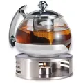 Produktbild: Teekanne Glas mit Edelstahl Stövchen ca. 1,2 Liter - Silber