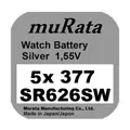 Produktbild: 5x Murata/Sony 377 Uhren-Batterie Knopfzelle SR626SW AG4 Silberoxid Blister Neu
