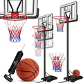 Produktbild: KESSER® Basketballkorb Premium mit Ständer Rollen Inkl. Basketball + Pumpe verstellbare Korbhöhe 230 bis 305 cm höhenverstellbar Korbanlage Outdoor komplett Basketballanlage, Weiß