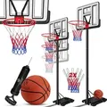 Produktbild: Basketballkorb Premium mit Ständer Rollen Inkl. Basketball + Pumpe verstellbare Korbhöhe 230 bis 305 cm höhenverstellbar Korbanlage Outdoor Weiß