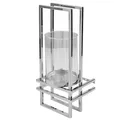 Produktbild: Fink dekoratives Edelstahl Wand-Windlicht 41x16 cm Stumpenkerzenhalter mit Glas