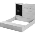 Produktbild: roba Sandkasten mit Deckel, HxBxT: 65,5 x 85 x 80 cm, Sandkiste aufklappbar mit Tafel und 3 Haken, Massivholz, grau lasiert, wetterfest und umweltf... - Grau