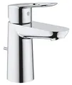Produktbild: GROHE BauLoop, Waschtischarmatur, wassersparend (Wasserhahn für das Bad, 15cm hoch, Badarmatur mit Zugstangen-Ablauf, mit Keramikkartusche, einfache Installation am Waschbecken), chrom, 23335000