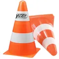 Produktbild: BEST SPORTING Pylonen 4er-Set I Verkehrskegel Sport I robuste Trainingskegel I weiß + orange I wetterfeste Verkehrshütchen aus PE Kunststoff I Maße: 23 cm x 13 cm I Markierungshütchen
