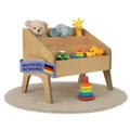 Produktbild: MILL Bücherbox Eiche Hell, Kleines Bücherregal mit 3 Etagen, Bücherkiste für Kinder Bücher, Aufbewahrungsbox aus Holz, Standregal für Wohnzimmer, Kinderzimmer, Büro, Größe M ca: 55x35x45 cm