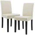 Produktbild: [en.casa] Esszimmerstühle Hamburg 2er Set Küchenstühle Kunstleder Polsterstuhl 89 x 43 x 54 cm Holzbeine Creme