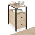 Produktbild: tectake® Nachttisch schmal, Nachtschrank mit 2 Schubladen und 2 Ablagen, schmaler Schrank 30 x 49,5 x 61,5 cm, Nischenschrank, Nachtkästchen, Beistelltisch schmal - Industrial Holz hell, Eiche Sonoma