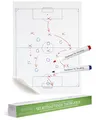 Produktbild: EASYCLING® Magique Taktiktafel Fußball Selbsthaftend - Statische Taktikfolie Fußball mit 25 Blatt & 2 Boardmarker Inkl, Abwischbar und Wiederbeschreibbar, Geeignet für alle glatten Flächen, 80cmx60cm