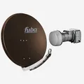 Produktbild: Fuba Sat Anlage 2 Teilnehmer | Satellitenschüssel Komplettset - DAA 850 B Sat-Schüssel 85cm Alu braun + Fuba DEK 217 Twin LNB 2 Teilnehmer (DVB-S2, HDTV, UHD 4K/8K, 3D) mit LTE-Störfilter