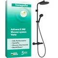 Produktbild: hansgrohe Activera S - wassersparendes Duschsystem (EcoSmart) mit Thermostat, Regendusche (240mm) mit Armatur, Handbrause (2 Strahlarten), Schlauch, Brausestange und Kopfbrause, Mattschwarz, 28078670