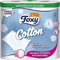 Produktbild: FOXY COTTON - 4er-Pack Toilettenpapaier, klinisch getestet, extra saugfähig, weich, stark, 5-lagige Toilettenpapierrollen aus Frischzellstoff mit 120 Blatt 7 x 7 x 7 cm - Weiß