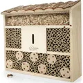 Produktbild: WILDLIFE HOME Bienenhotel Insektenhotel mit Rindendach I Unbehandelt, Bienenhaus aus Massiv-Holz für Bienen, Marienkäfer & Florfliegen, Insektenh...