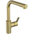 Produktbild: Ideal Standard Gusto Küchenarmatur BD420A2 brushed gold, mit Rohrauslauf und herausziehbarer 2-Funktionshandbrause