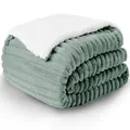Produktbild: Decke Sherpa Kuscheldecke Flauschig Grün - Extra Warme Dicke Weiche Grobe Kor...