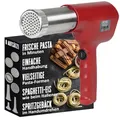 Produktbild: STONELINE Elektrische Nudelmaschine Pasta Maker USB C Aufladbar Akku 3000mAh, 40 W, Kabellose Hand Nudelmaschine mit 8 Aufsätzen für Nudeln Spaghetti Gnocchi Spritzgebäck Churros Presse Edelstahl, Rot