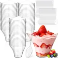 Produktbild: 60 Stück Dessertgläser Plastik Mit 60 Stück Löffeln, 100ml Dessertbecher Klar...