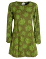 Produktbild: Vishes - Alternative Bekleidung - Langarm Damen Blumen-Tunika Shirt-Kleid Glockenärmel Baumwolle Olive 44