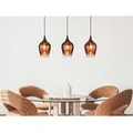 Produktbild: Meinewunschleuchte - Ausgefallene led Pendelleuchte mit drei Kupferfarbigen Schirmen, Breite 83cm