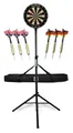 Produktbild: Stagecaptain Dartscheibe DBS-1715 BullsEye Pro, (Spar-Set, 20-tlg., inkl. Stativ, Tasche 6 Dartpfeilen und 12 Flights), Steeldartscheibe aus Sisal mit dünnen Drähten