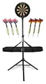 Produktbild: Dartscheibe Sisal Dartboard 6 Steeldart Pfeile Stativ Ständer Schwarz Tasche Set