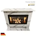 Produktbild: Gel & Ethanol Kamin Lanah Weiß Marmoriert Brennkammer verspiegelt inkl.10 teilig. Set - Schwarz