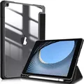 Produktbild: Fintie Hybrid Hülle für 10.2 Zoll iPad 9. Generation 2021/8. Gen 2020/7. Gen 2019 mit Stifthalter - Stoßfeste Schutzhülle mit transparenter Hartschale auf der Rückseite, Schwarz