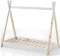 Produktbild: Vipack Kinderbett Tipi, mit Querstange in Zelt-Optik, Kiefer massiv (inkl. Lattenrost, Bettrahmen in Weiß, 2 Größen zur Auswahl), Bodenfreiheit 1,5 cm für bessere Belüftung