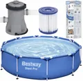 Produktbild: Pool Bestway 305cm Komplettset Schwimmbecken Poolabdeckung Poolpumpe Frame Pool