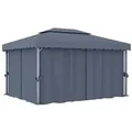 Produktbild: vidaXL Pavillon mit Vorhang 4x3 m Anthrazit Aluminium