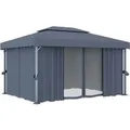 Produktbild: vidaXL Pavillon mit Vorhang 4x3 m Anthrazit Aluminium