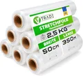 Produktbild: V1 Trade Stretchfolie Transparent Strechfolienrolle - 6 Wickelfolie - Handstretchfolie 350m/50cm Verpackungsmaterial - Verpackungsfolie auf Rolle - Folie Für Möbel - Folien Für Umzug - Umzugsfolie