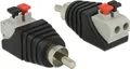 Produktbild: Delock Kabeladapter Adapter Audio / Multimedia 2-polig Rot Cinchstecker > Terminalblock mit Drucktasten 2 Pin (65566)