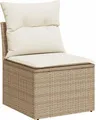Produktbild: vidaXL Gartensofa ohne Armlehnen mit Kissen Beige Poly Rattan