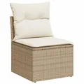 Produktbild: vidaXL Gartensofa ohne Armlehnen, Outdoor Sofa mit Kissen, Terrassensofa mit Stahlrahmen, Gartenstuhl Gartensessel Gartenmöbel, Beige Poly Rattan