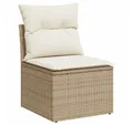 Produktbild: vidaXL Loungesofa Gartensofa ohne Armlehnen mit Kissen Beige Poly Rattan, 1 Teile