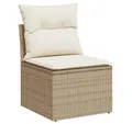 Produktbild: vidaXL Loungesofa Gartensofa ohne Armlehnen mit Kissen Beige Poly Rattan, 1 Teile