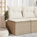 Produktbild: Gartensofa ohne Armlehnen mit Kissen Beige Poly Rattan