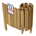 Produktbild: Garronda Beeteinfassung Holz Rollzaun Holzzaun 30 cm x 100 cm imprägniert Flexibler Rollborder Rasenkante Palisade Gartenzaun Umzäunung für Garten GD-0148, Hellbraun