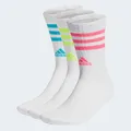 Produktbild: adidas Unisex 3-Stripes Cushioned Crew Socks 3 Pairs, White / Lucid Cyan / Lucid Lemon / Lucid Pink, 45-48