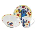 Produktbild: Lilo & Stitch Kindergeschirr-Set Disney Lilo und Stitch Heart Porzellan-Essgeschirr, Mikrowellengeeignet, spülmaschinenfest