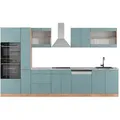 Produktbild: Vicco Küchenzeile, Blaugrau, Honigeiche, Holzwerkstoff, Küchenblock,Rechteckig, 350x81.6x60 cm, Küchen, Küchenzeilen & Küchenblöcke, Küchenzeilen ohne Geräte