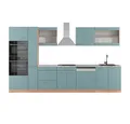 Produktbild: Vicco Küchenzeile R-Line, Blau-Grau/Goldkraft Eiche, 350 cm mit Hochschrank, AP Marmor