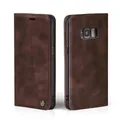 Produktbild: LBH Handyhülle für Samsung Galaxy S8 in Dunkelbraun mit Karten- und Geldfach Smartphone Hülle mit Standfunktion Flip Case Schutzhülle Magnetverschluss Vintage
