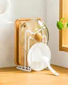 Produktbild: LINFIDITE Topfpfannendeckel-Halter für Küchenarbeitsplatte Schneidebrett Organizer Ständer Weiß Schneidebrett-Rack